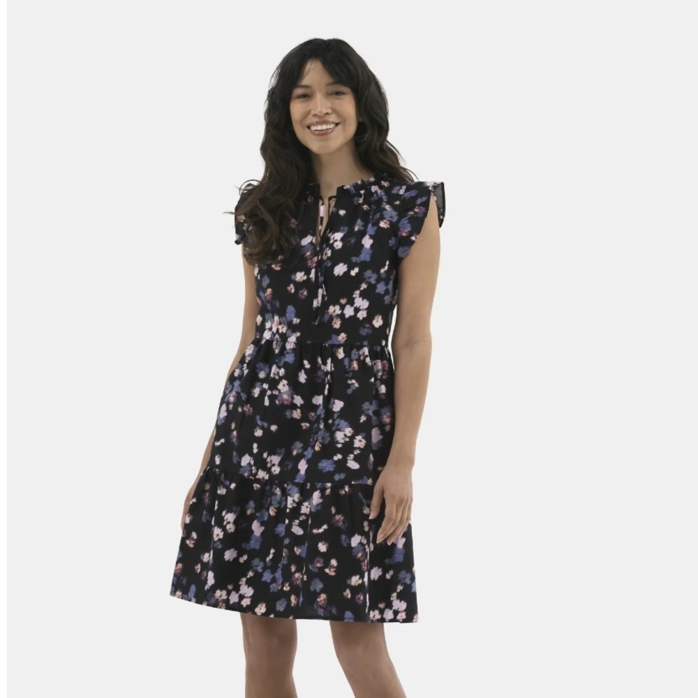 Time and Tru Black Floral Mini Dress